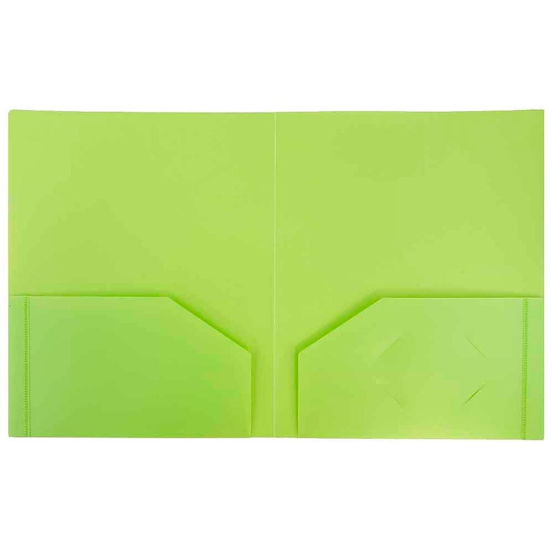 JAM PAPER Heavy Duty Plastic 2 Pocket Extra Tough School Folders - Lime Green - 6/Pack - Image 4